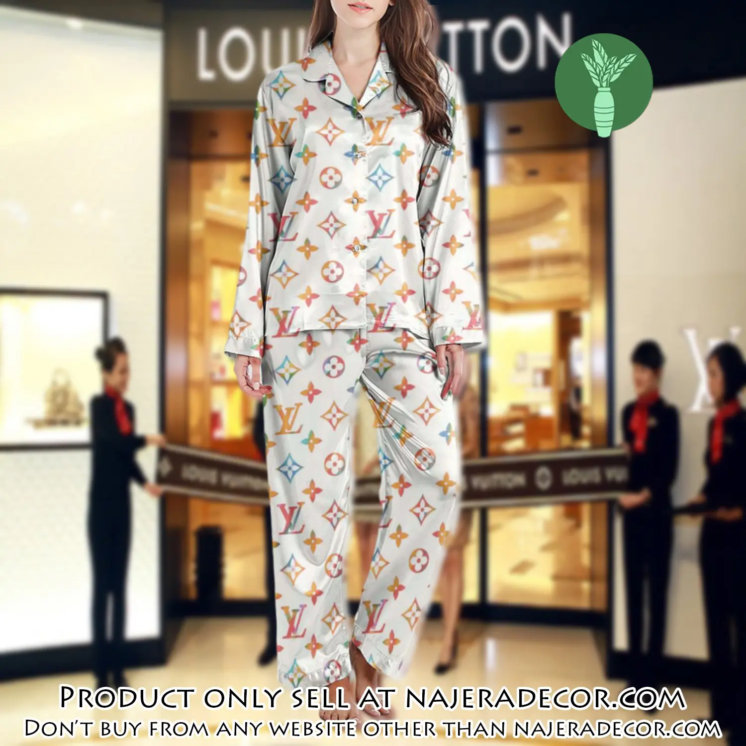 Lv monogram long satin pajama set pjs1013 njr3805128